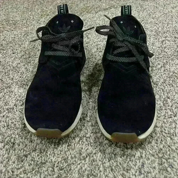 Adidas NMD C2 Men's Size 10 Shoes Black White Nubuck Trainer Sneakers preowned - Picture 2 of 8